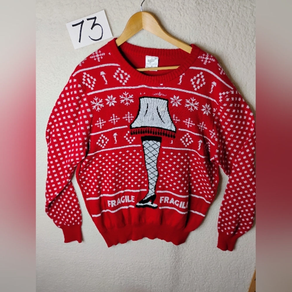 A Christmas Story Sweater Size XL Leg Lamp Ugly Nostalgic Classic Holiday Red